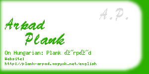 arpad plank business card